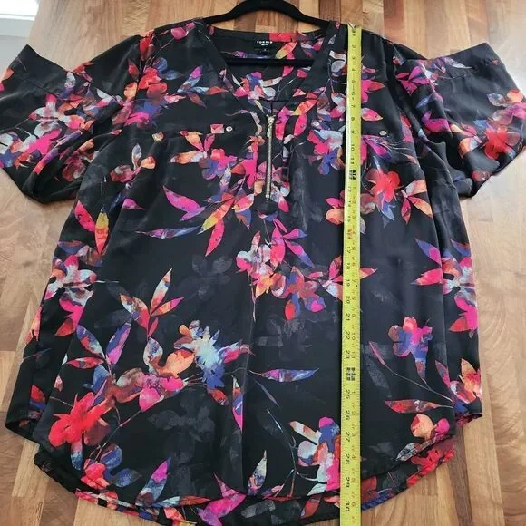 Torrid Harpwr Georgette Zip Front 3/4 Sleeve Blouse Size Women's Plus 3X - Picture 8 of 10